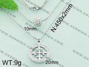 Stainless Steel Stone & Crystal Necklace - KN19596-Z