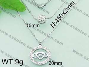 Stainless Steel Stone & Crystal Necklace - KN19601-Z