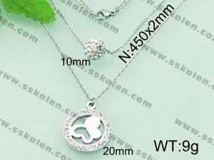 Stainless Steel Stone & Crystal Necklace - KN19602-Z