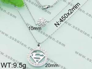 Stainless Steel Stone & Crystal Necklace - KN19607-Z