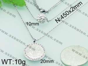 Stainless Steel Stone & Crystal Necklace - KN19608-Z