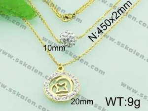Stainless Steel Stone & Crystal Necklace - KN19618-Z