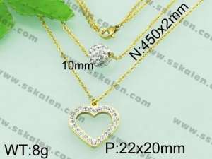 Stainless Steel Stone & Crystal Necklace - KN19620-Z