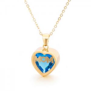 Stainless steel birthstone month MOM heart-shaped polished necklace Mother's Day gift Gold-Plating Necklace - KN196900-K