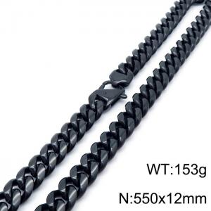 Stainless Steel Black-plating Necklace - KN196977-Z