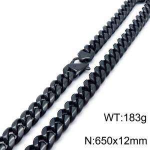 Stainless Steel Black-plating Necklace - KN196979-Z