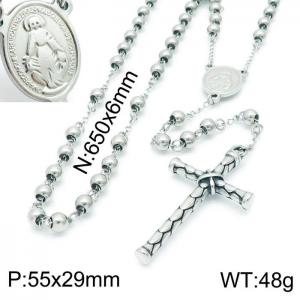 Stainless Steel Rosary Necklace - KN197005-Z