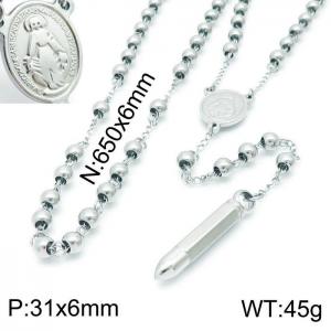 Stainless Steel Rosary Necklace - KN197010-Z