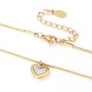 Sweet Heart Heart New Tide White Beimu Peach Heart Love Stainless Steel Snake Bone Chain Gold-Plating Necklace - KN197169-KLX