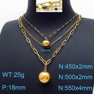 SS Gold-Plating Necklace - KN197624-Z