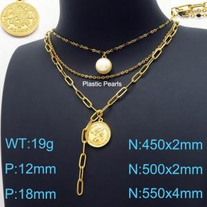 SS Gold-Plating Necklace - KN197630-Z