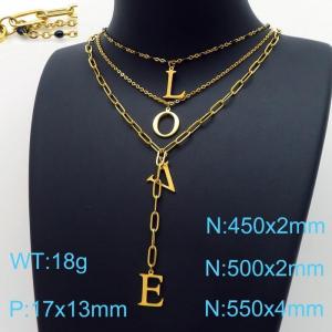 SS Gold-Plating Necklace - KN197634-Z