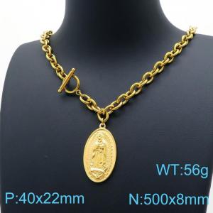 SS Gold-Plating Necklace - KN198048-Z