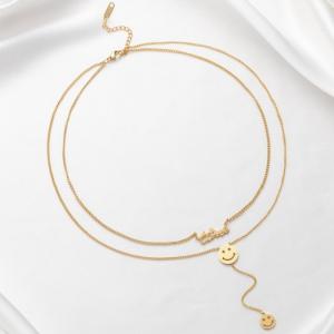 SS Gold-Plating Necklace - KN198530-WGYM