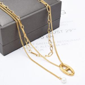 SS Gold-Plating Necklace - KN198547-WGJL