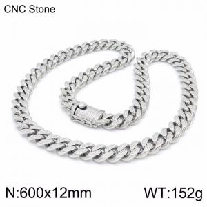 Stainless Steel Stone Necklace - KN199686-KFC