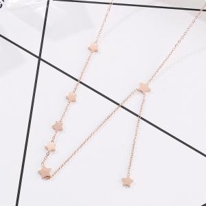 Fashionable and versatile five pointed star collarbone chain with star splicing short Gold-Plating Necklace - KN199696-KLX