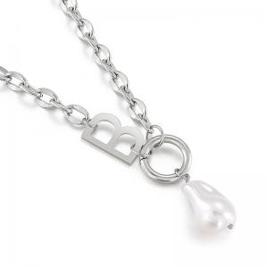 Fashionable and personalized letter B-item decoration retro women's O-chain rubber bead necklace - KN199699-KLX