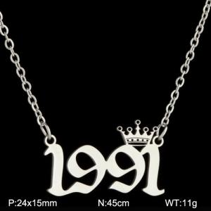 Stainless Steel Necklace - KN199782-WGNF