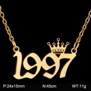 SS Gold-Plating Necklace - KN199793-WGNF