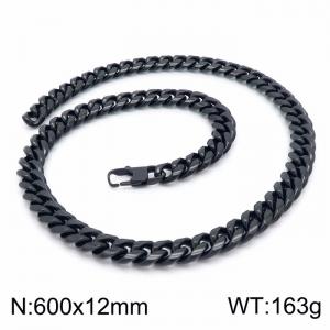 Stainless Steel Black-plating Necklace - KN199924-KFC