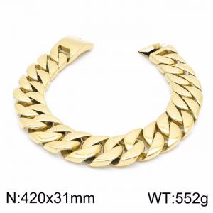 Men's Super Coarse Fashion Cast Polished Hip Hop Gold Plated Necklace Dog Chain - KN199987-KJX