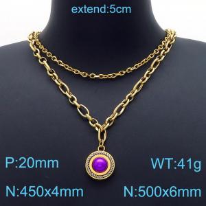SS Gold-Plating Necklace - KN200035-Z