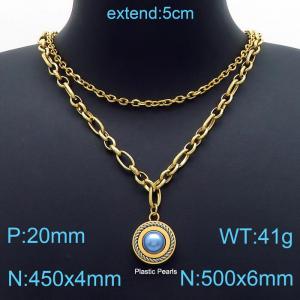 SS Gold-Plating Necklace - KN200038-Z
