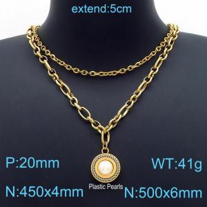 SS Gold-Plating Necklace - KN200040-Z