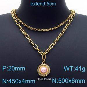 SS Gold-Plating Necklace - KN200041-Z