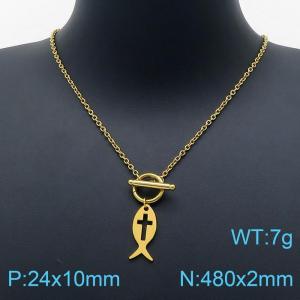 SS Gold-Plating Necklace - KN200424-Z