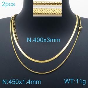 SS Gold-Plating Necklace - KN200449-Z