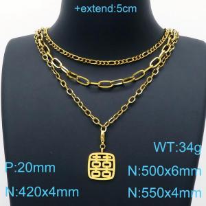 SS Gold-Plating Necklace - KN200458-Z