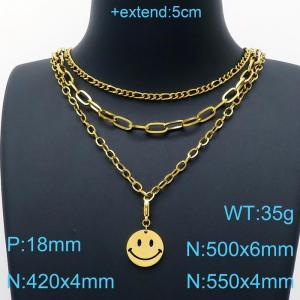 SS Gold-Plating Necklace - KN200459-Z