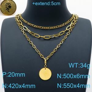 SS Gold-Plating Necklace - KN200460-Z