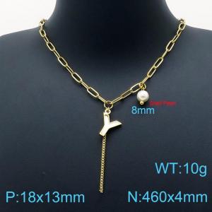 SS Gold-Plating Necklace - KN200535-Z