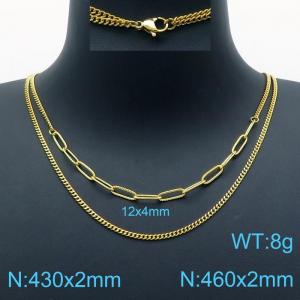 SS Gold-Plating Necklace - KN200569-Z