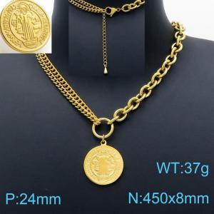 SS Gold-Plating Necklace - KN201176-Z