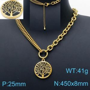 SS Gold-Plating Necklace - KN201177-Z