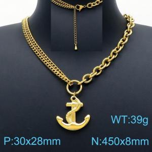 SS Gold-Plating Necklace - KN201181-Z