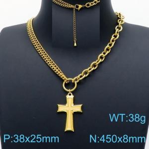 SS Gold-Plating Necklace - KN201182-Z