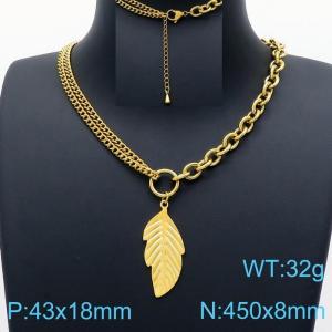 SS Gold-Plating Necklace - KN201186-Z