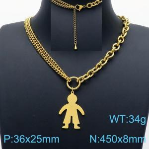 SS Gold-Plating Necklace - KN201187-Z