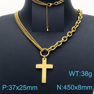 SS Gold-Plating Necklace - KN201188-Z