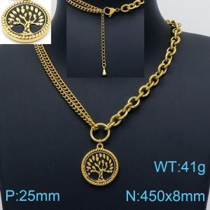 SS Gold-Plating Necklace - KN201190-Z
