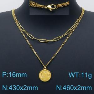 SS Gold-Plating Necklace - KN201214-Z