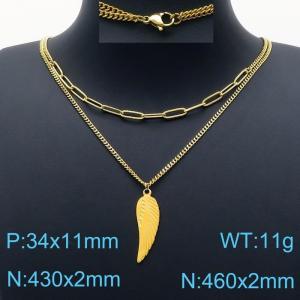 SS Gold-Plating Necklace - KN201236-Z