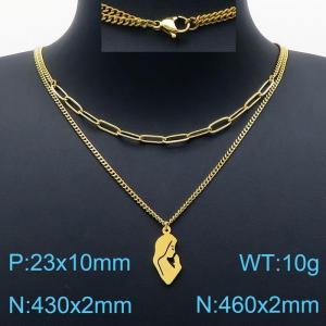 SS Gold-Plating Necklace - KN201238-Z