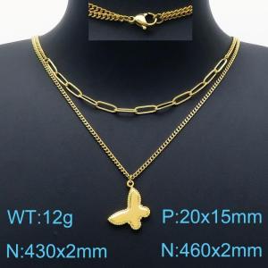 SS Gold-Plating Necklace - KN201240-Z