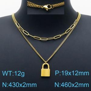 SS Gold-Plating Necklace - KN201242-Z